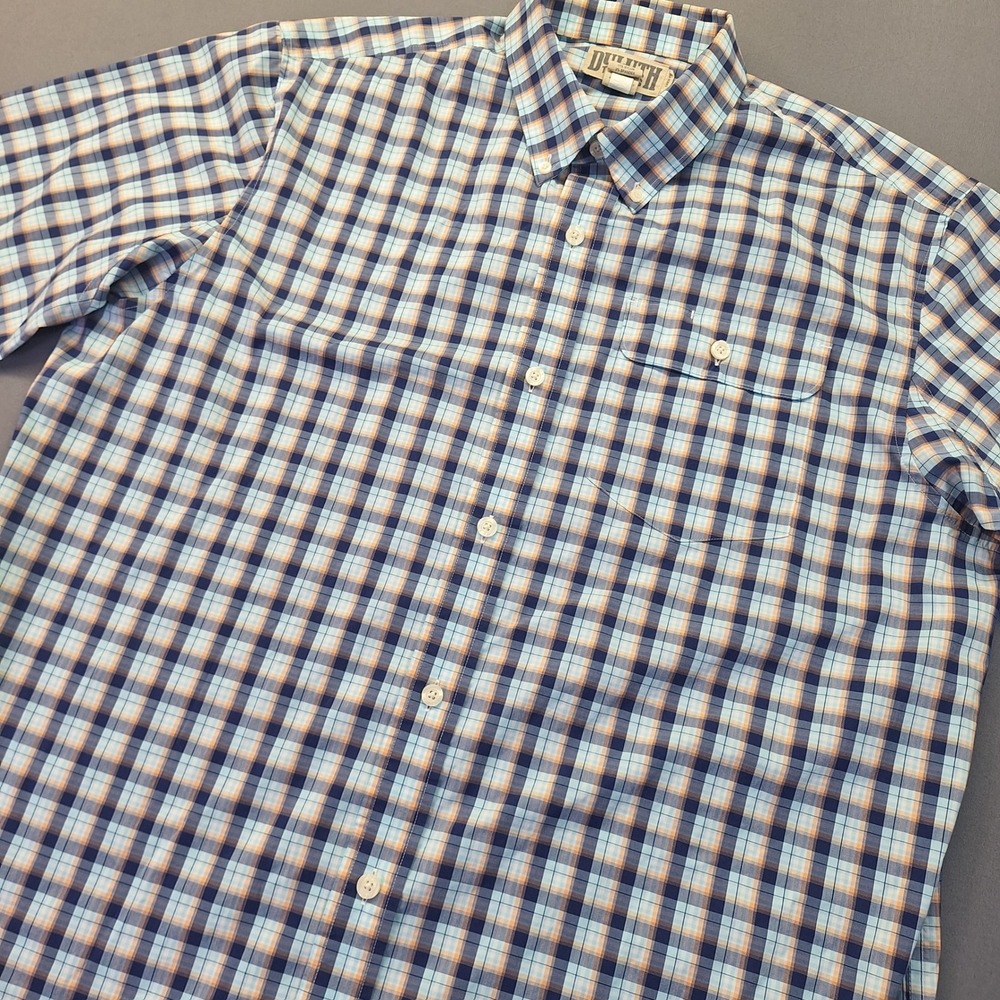 Duluth Trading Co Mens Large Relaxed Fit Coolmax Plaid Short Sleeve Shirt 38919